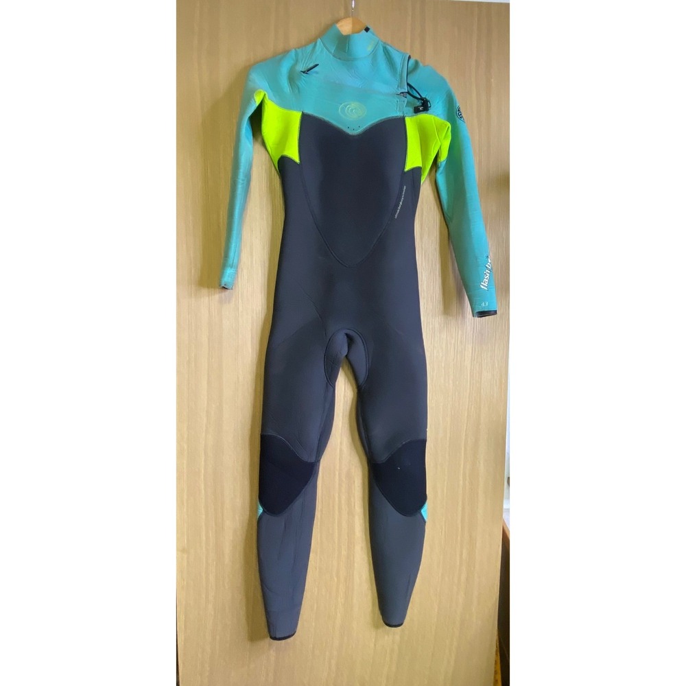 Rip Curl Women Medium 4/3 Flashbomb E4 Chest Zip Wetsuit Teal Charcoal Sea *Read